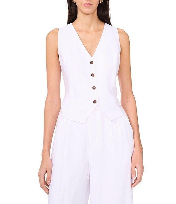 1. STATE Rumple Button Front V-Neck Coordinating Sleeveless Vest Product Image