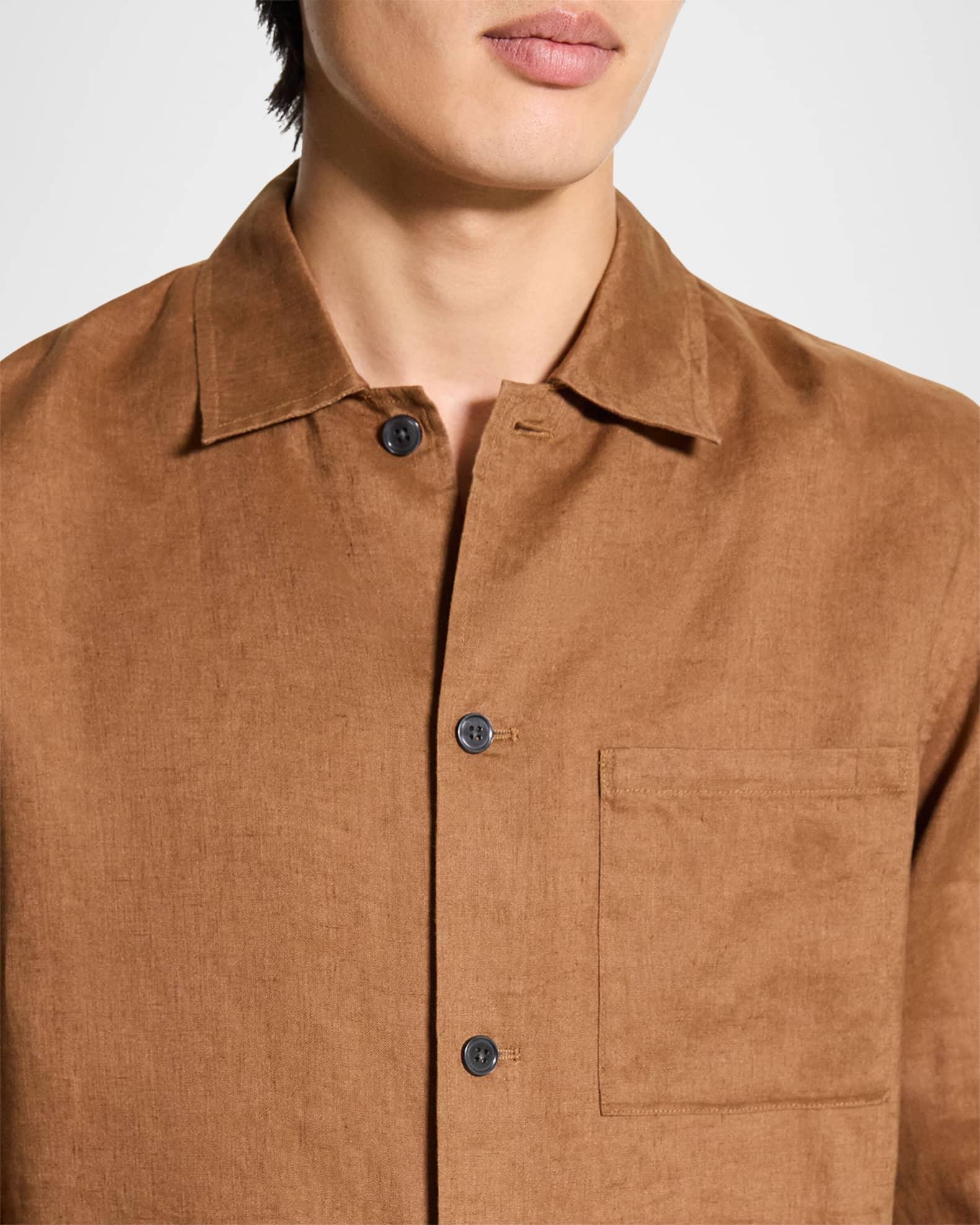 Men's Linen Pocket Casual Button-Down Shirt Product Image