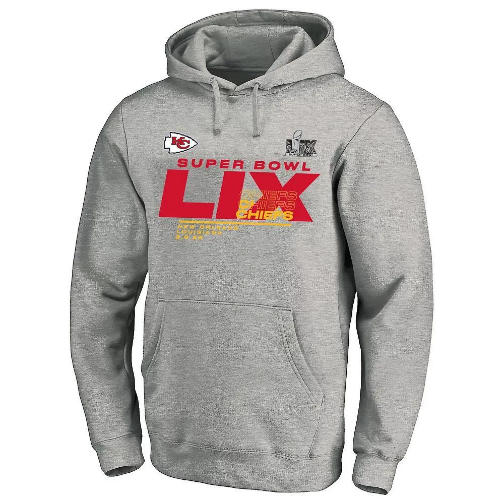 Men's Fanatics  Heather Gray Kansas City Chiefs Super Bowl LIX Big & Tall Quick Pass Pullover Hoodie, Size: 2XLT, Grey Product Image
