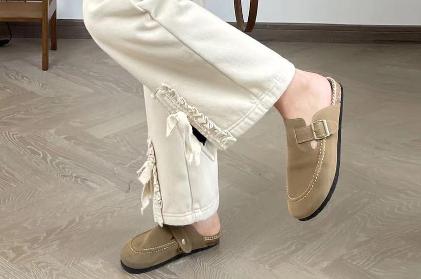 High Waist Lace-Up Plain Wide Leg Pants Product Image