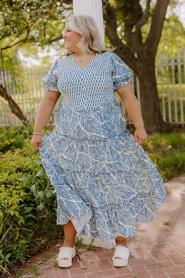 Coastal Stroll Smocked Maxi Dress Curves Product Image