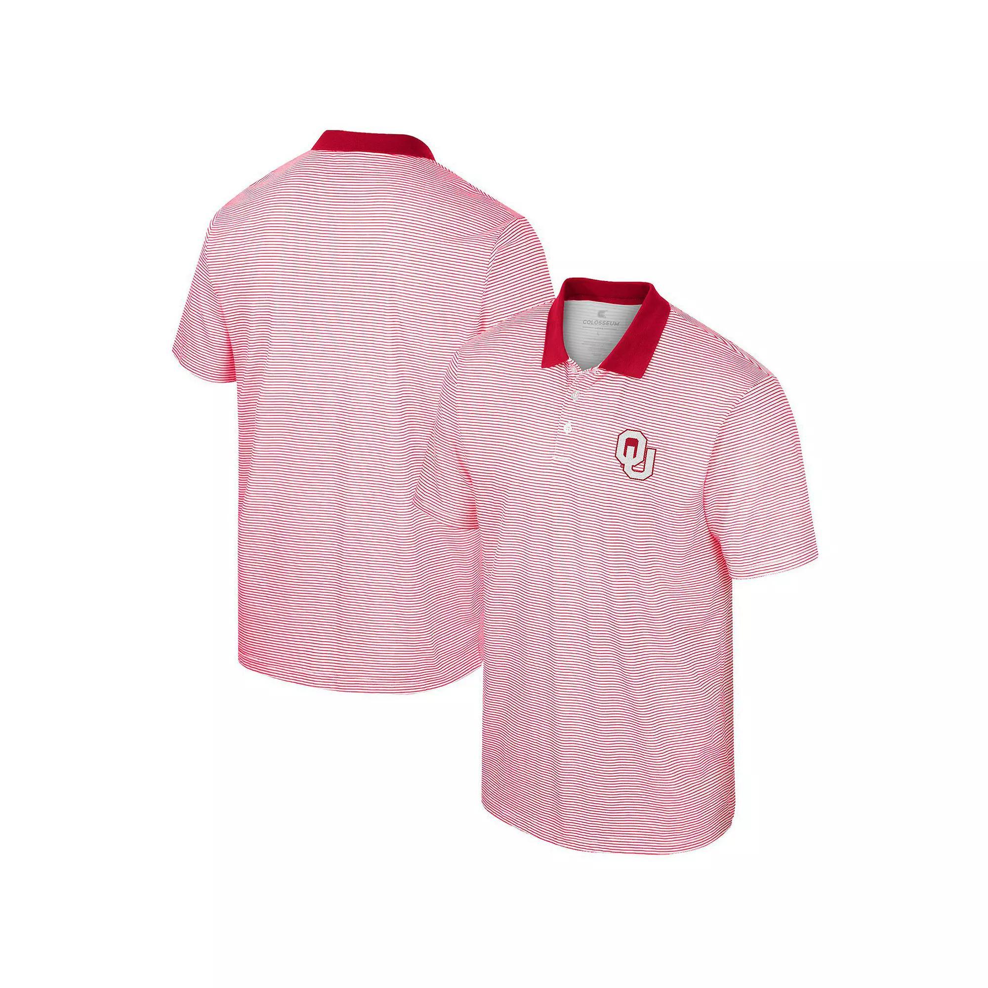 Men's Colosseum White Oklahoma Sooners Print Stripe Polo, Size: XXL Product Image