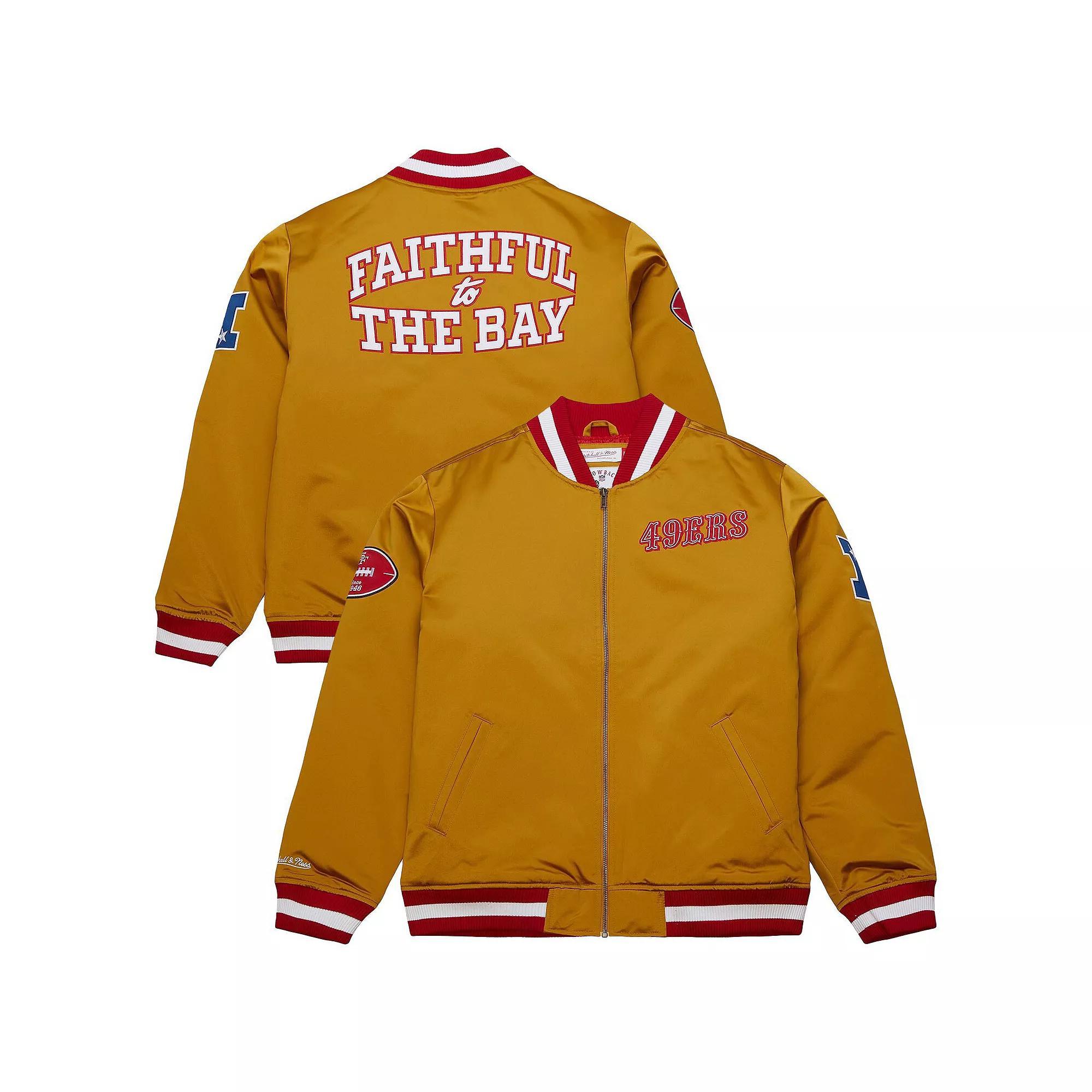 Men's Mitchell & Ness Gold San Francisco 49ers Heavyweight Full-Zip Satin Jacket, Size: 2XL Product Image