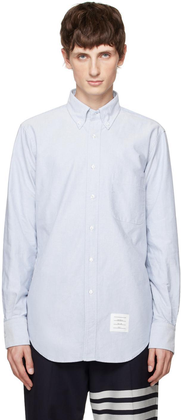 THOM BROWNE Classic Fit Cotton Button-down Shirt In Light Blue Product Image