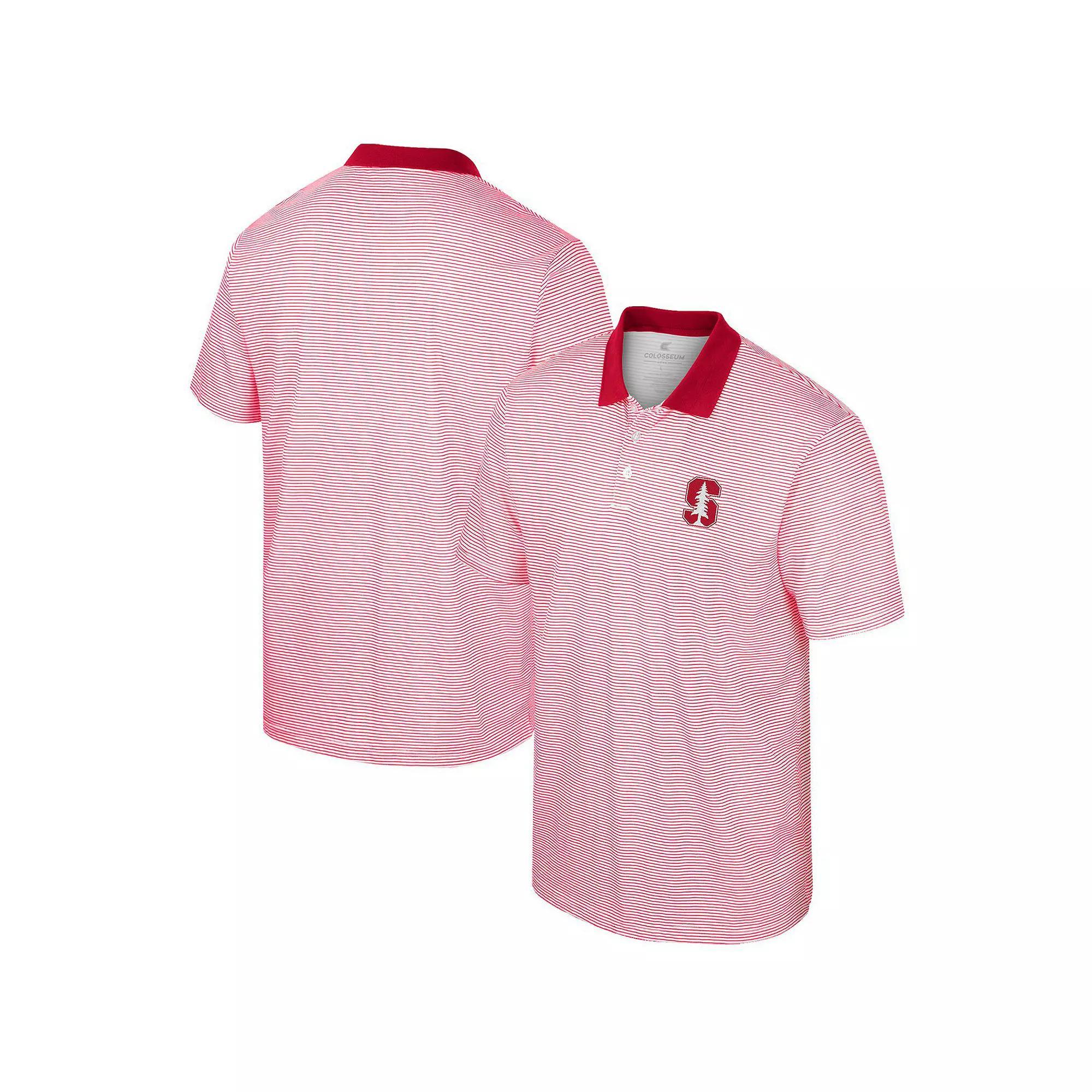 Mens Colosseum Stanford Cardinal Print Stripe Polo Product Image