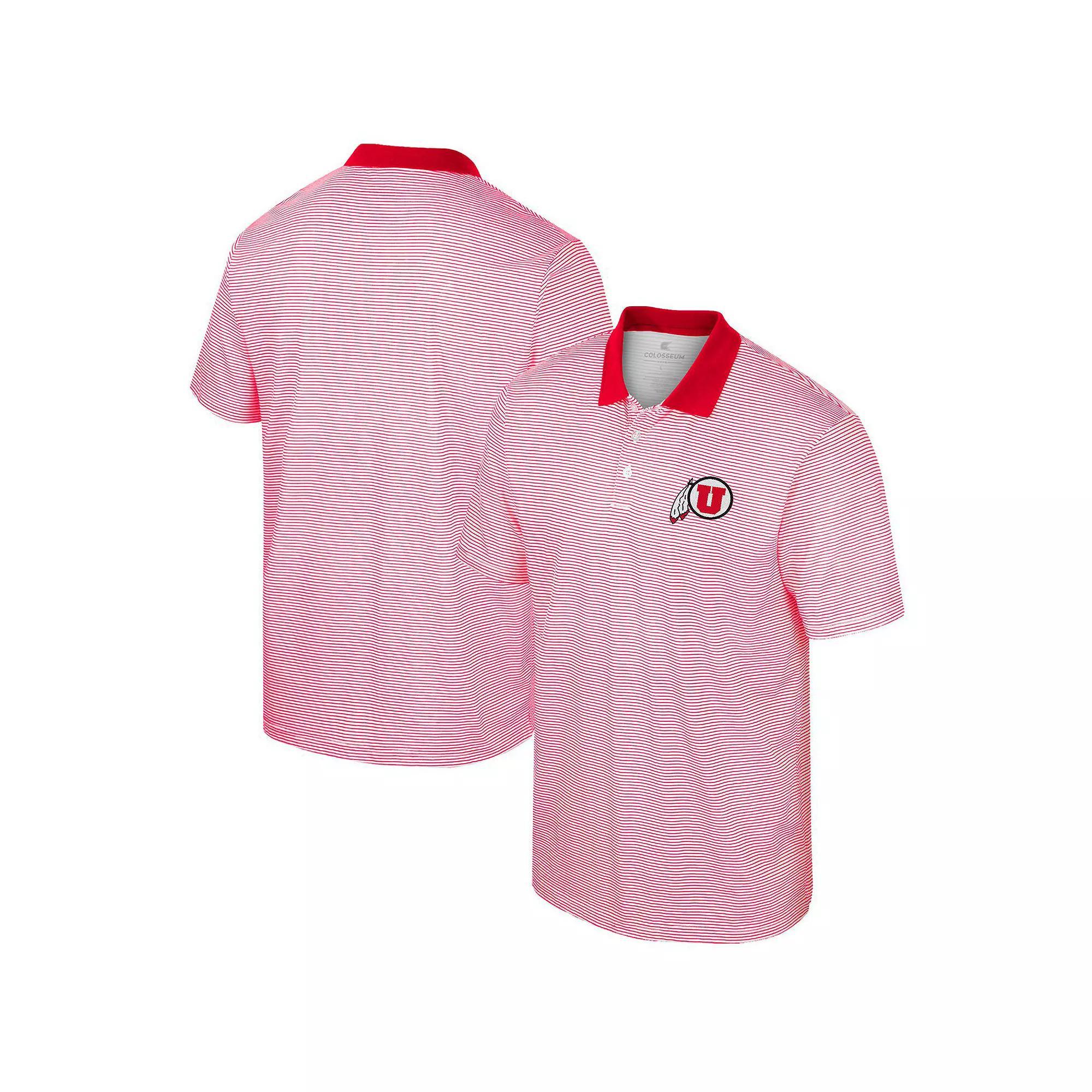 Men's Colosseum White Utah Utes Print Stripe Polo, Size: XL, Ute White Product Image