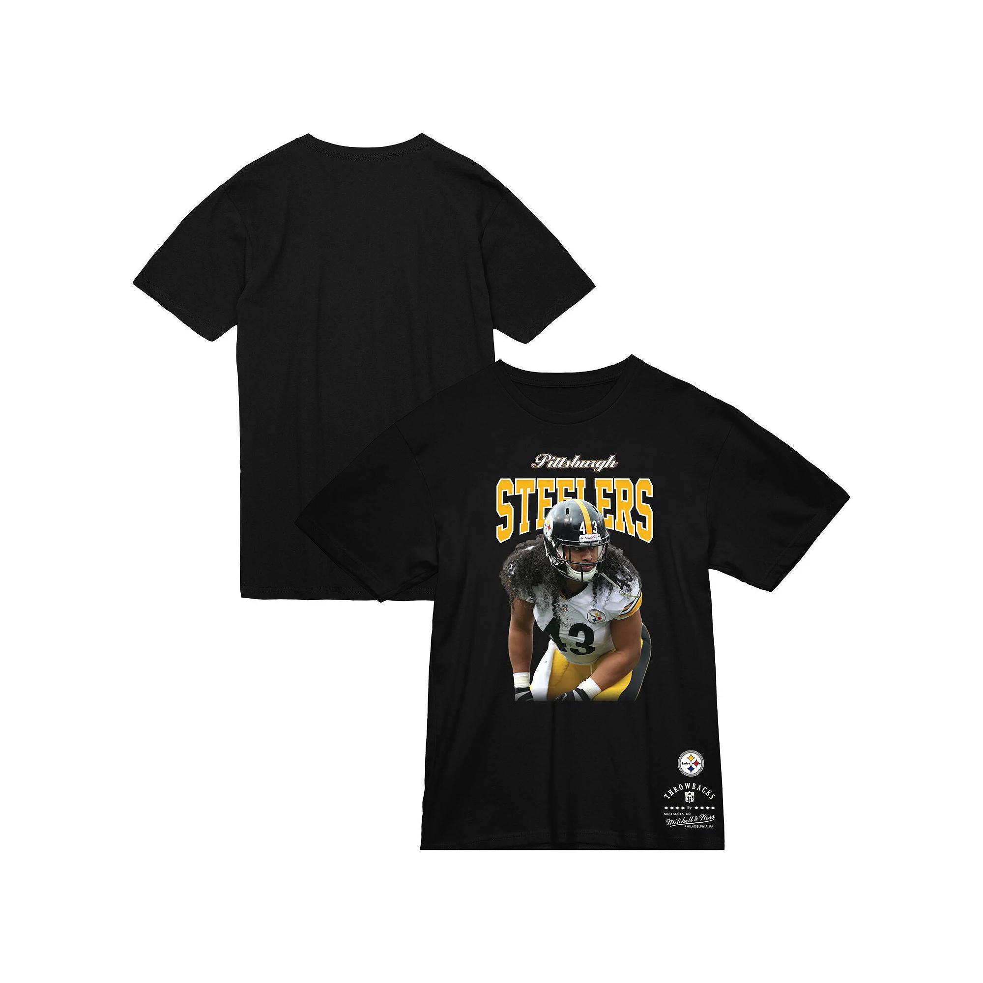 Men's Mitchell & Ness Troy Polamalu Black Pittsburgh Steelers Sideline Retired Player T-Shirt, Size: Large Product Image