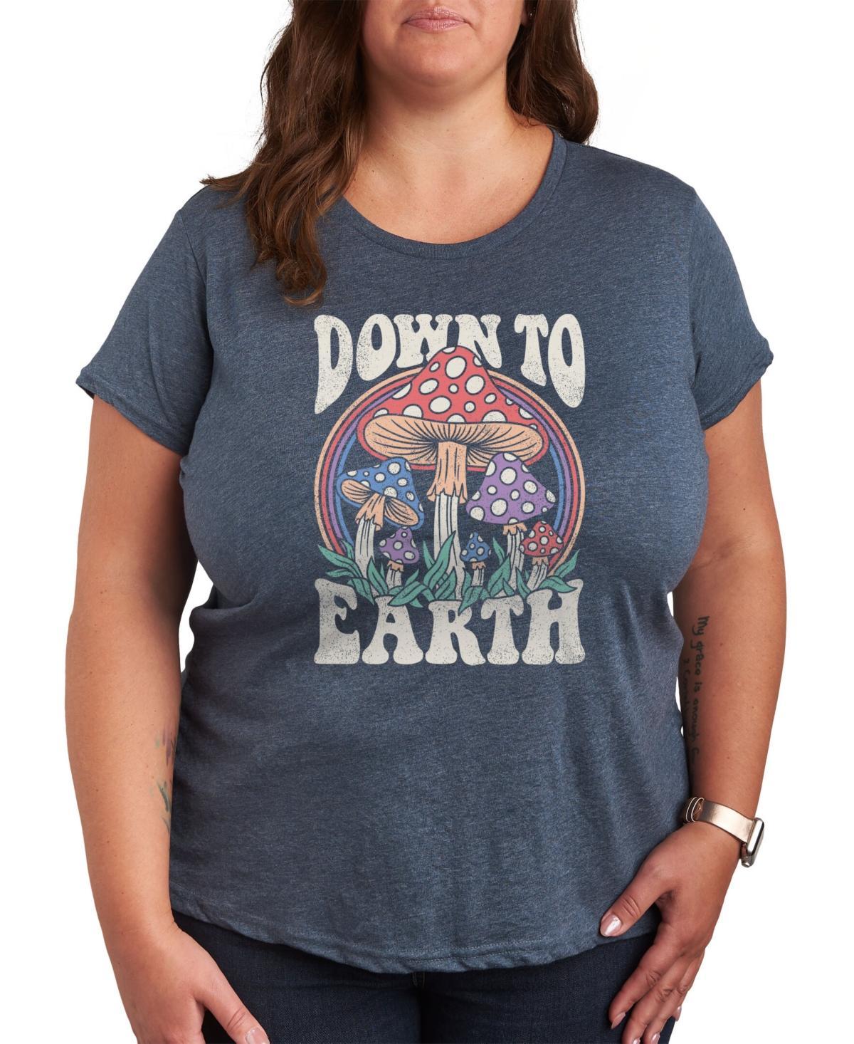 Plus Down To Earth Mushrooms Graphic Tee, Womens Grey Blue Product Image