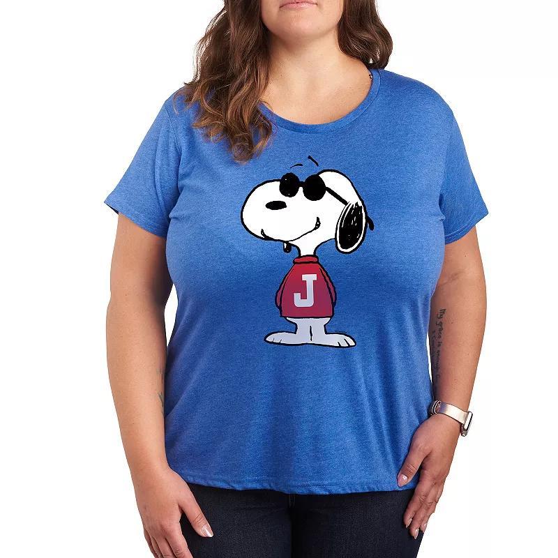 Plus Peanuts Snoopy Joe Cool Pose Graphic Tee, Womens Grey Royal Blue Product Image