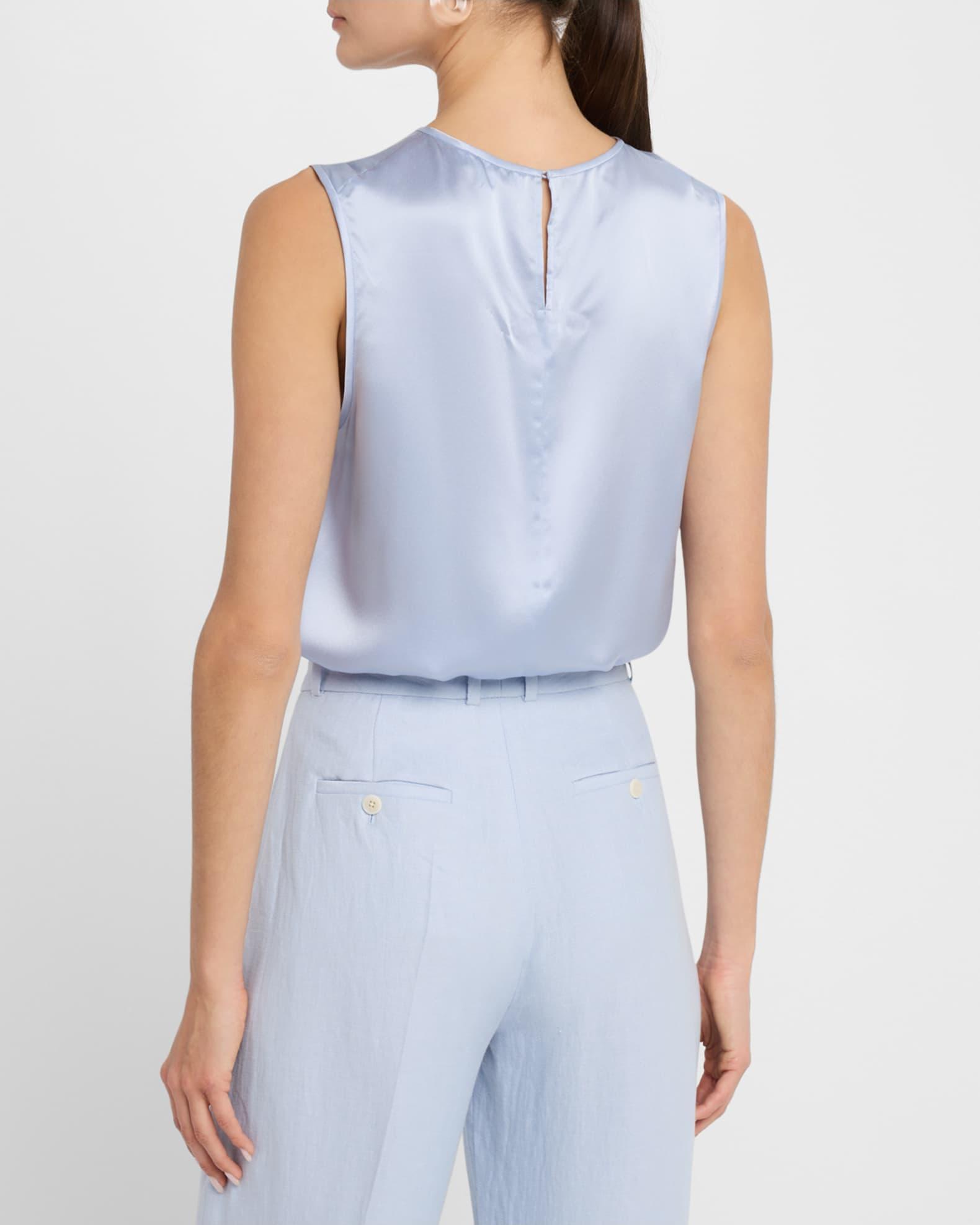 Crewneck Shiny Silk Charmeuse Tank Product Image