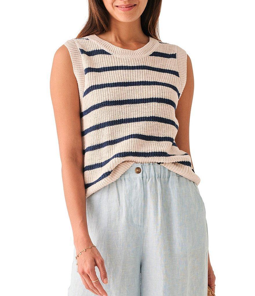 Faherty Miramar Knit Muscle Stripe Crew Neck Tank Product Image