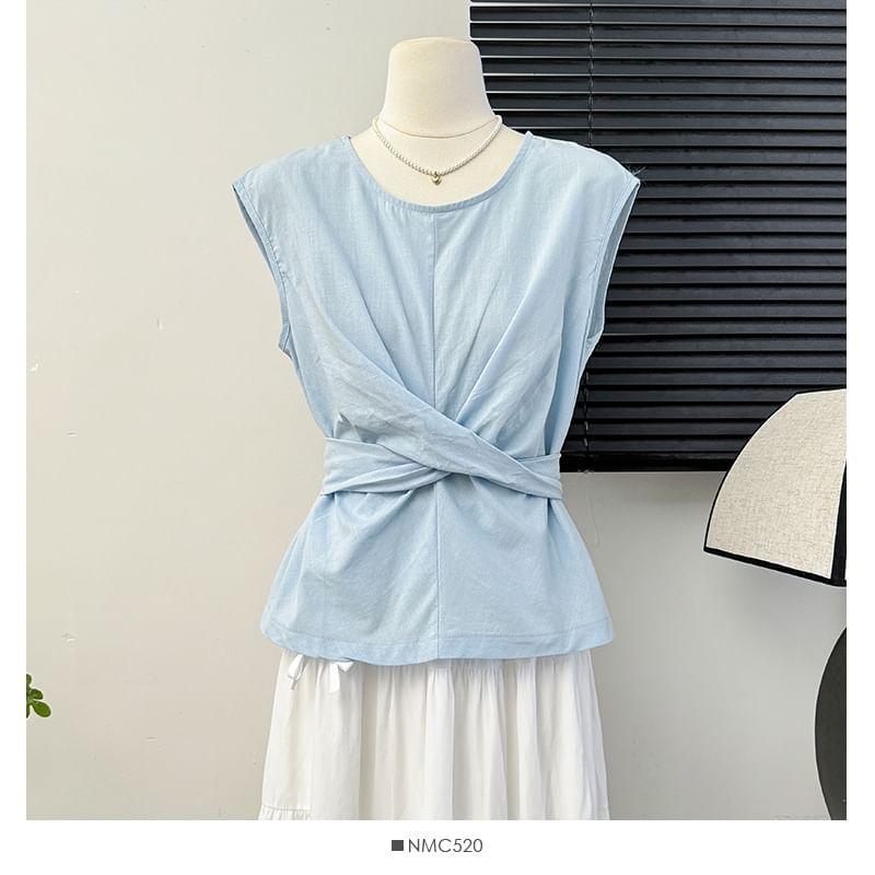 Details Cap-Sleeve Tie-Waist Loose Top Product Image