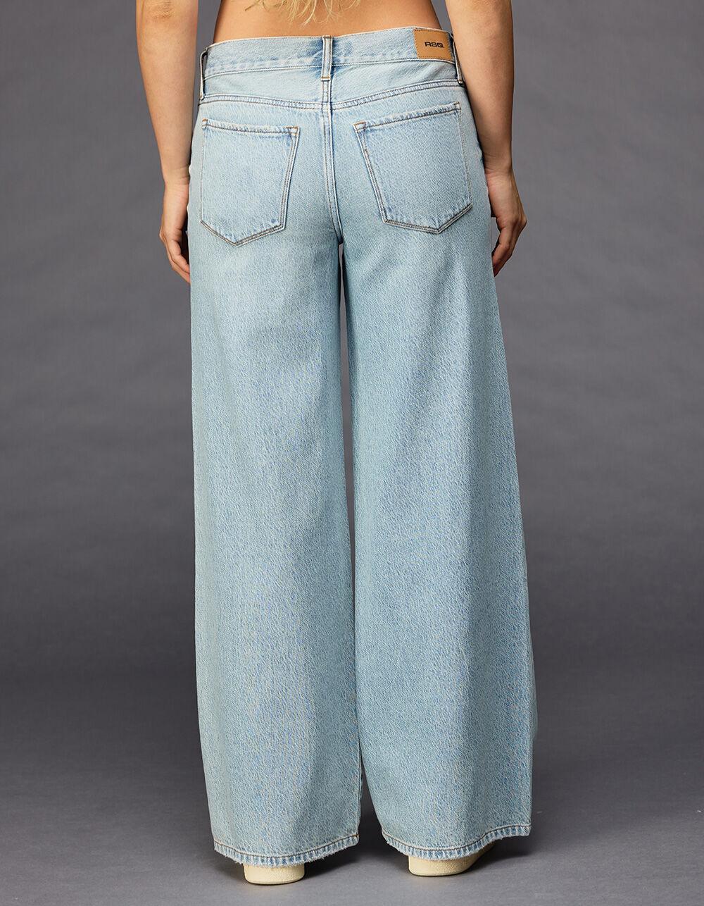 RSQ Womens Mid Rise Wide Leg Jeans - MED BLAST Product Image