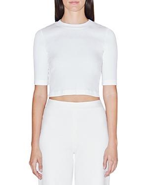 Rosetta Getty Cropped Sleeve T-Shirt White XS Product Image