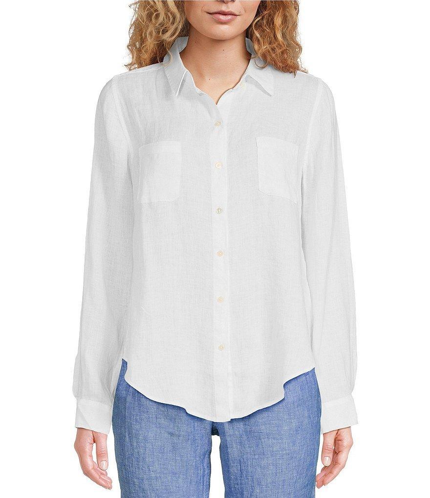 Lilly Pulitzer Sea View Woven Linen Point Collar Long Sleeve Button Down Shirt Product Image