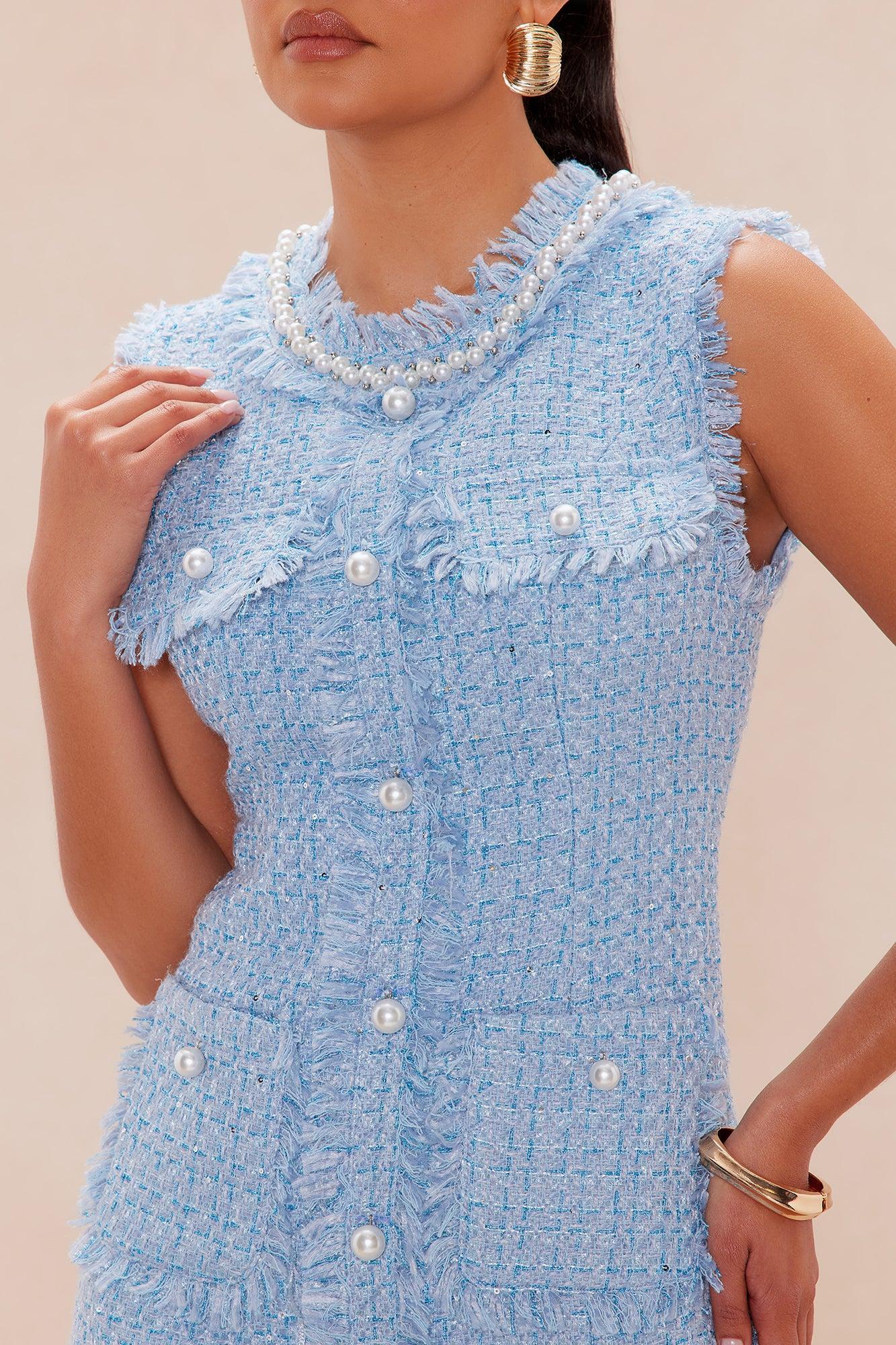 Tabitha Tweed Mini Dress - Light Blue Product Image