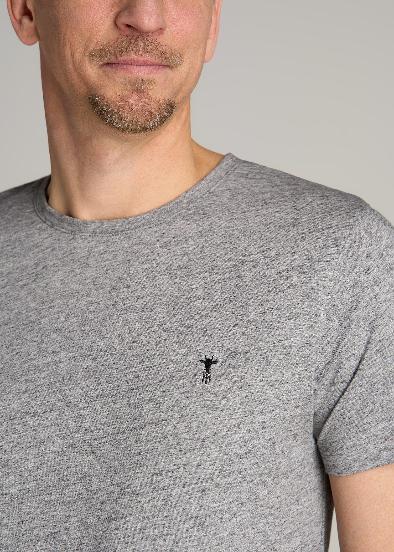 MODERN-FIT Embroidered Logo Crewneck T-Shirt for Tall Men in Heather Grey Product Image