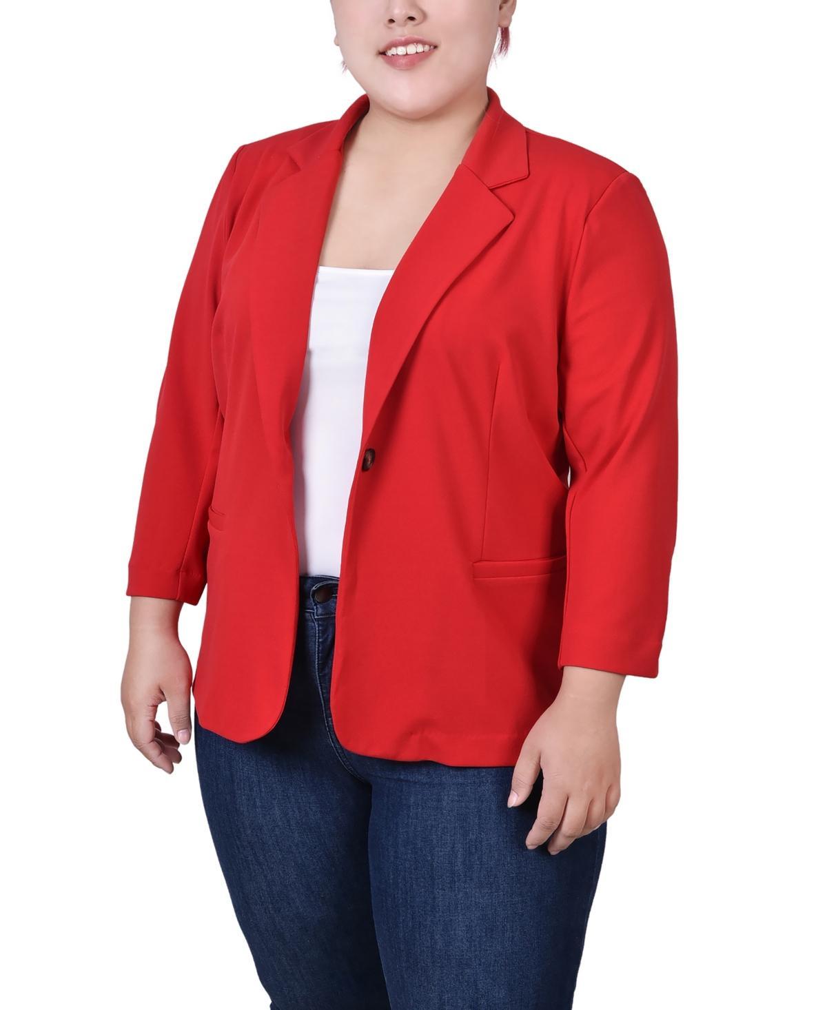 Ny Collection Plus Size 3/4 Sleeve Scuba Crepe Blazer Product Image