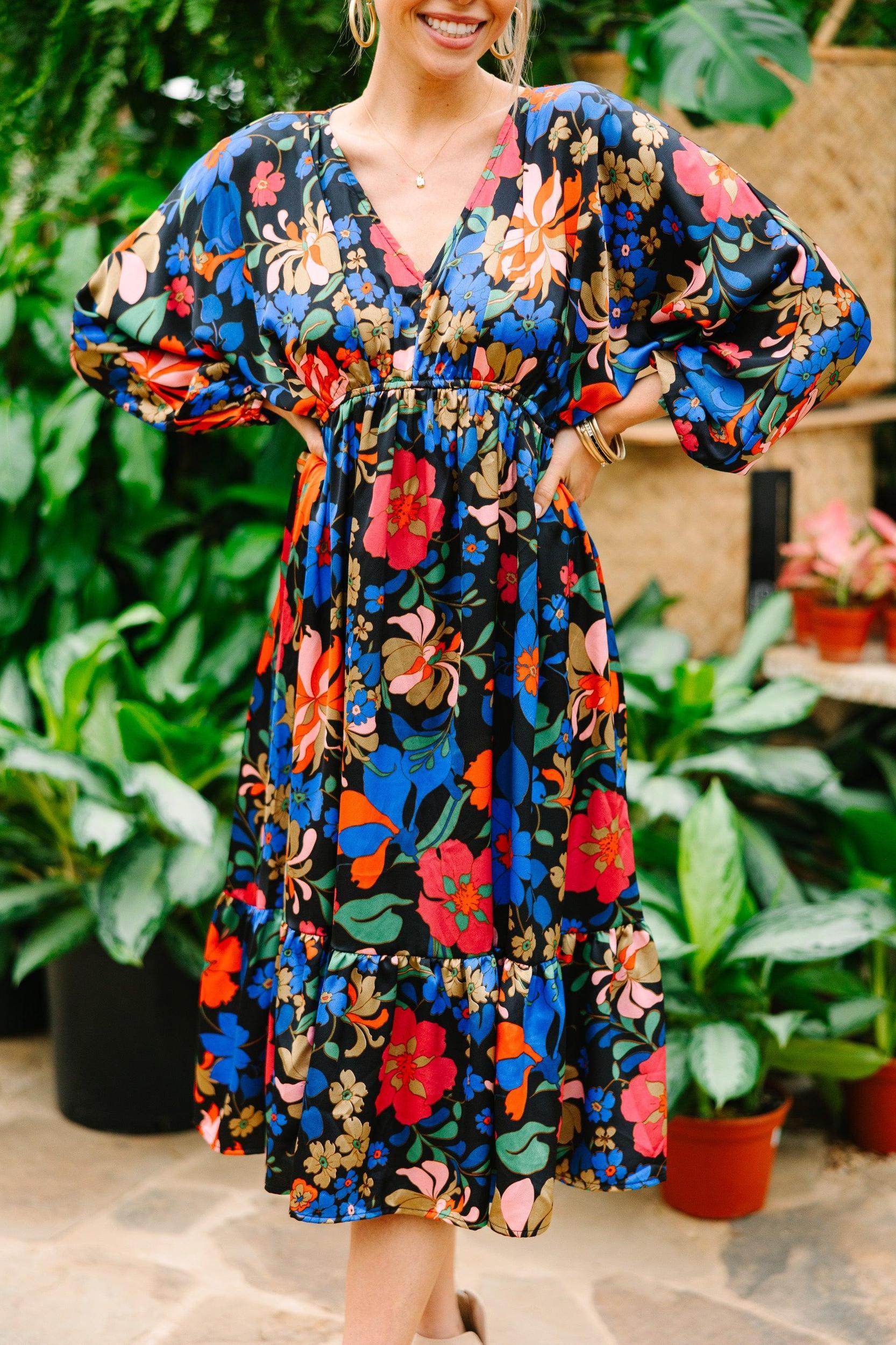 It's All You Black Floral Midi Dress Female Product Image