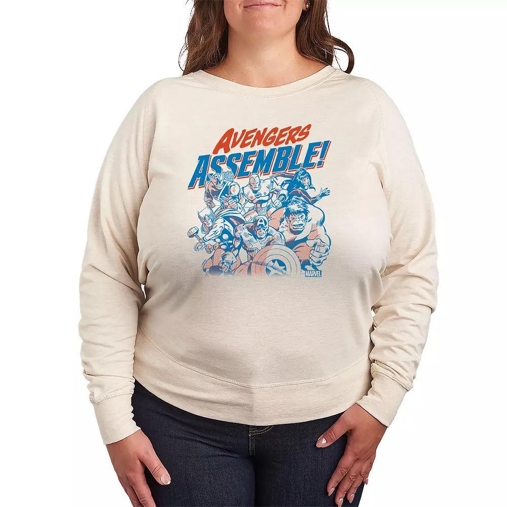 Plus Size Marvel Avengers Assemble Group French Terry Long Sleeve Tee, Womens Product Image