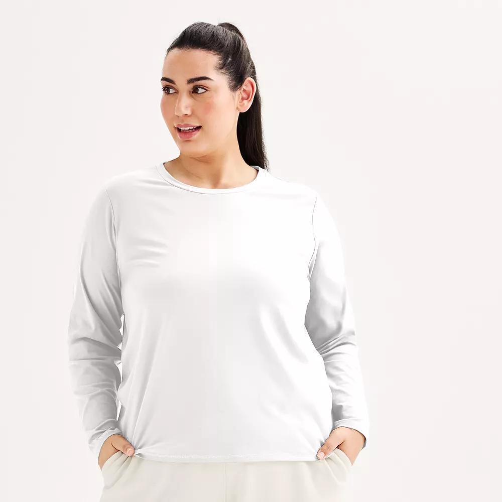 Plus Size Tek Gear® Essential Soft Long Sleeve Tee, Women's, Size: 3XL, Modern White Product Image