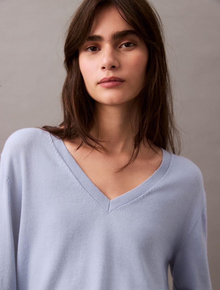 Extra Fine Merino Blend V-Neck Sweater Product Image