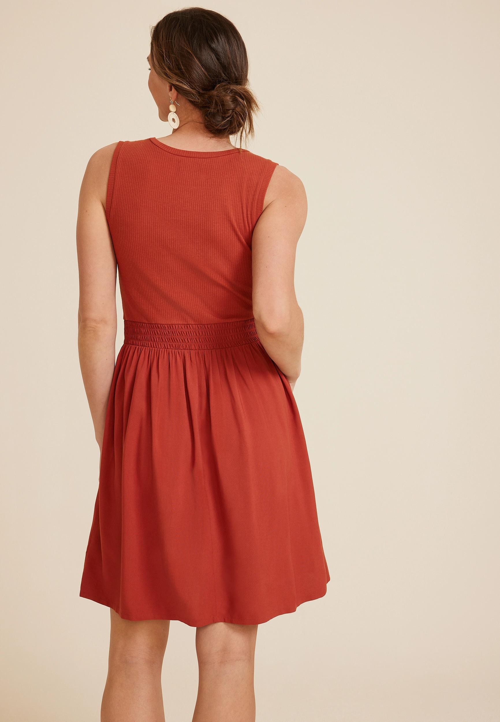 Maurices Womens Mixed Media Skater Dress Pink Size X Small Product Image