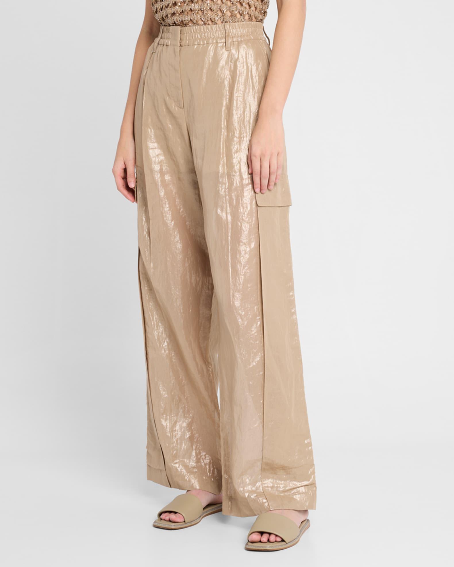 Metallic Cotton Gauze Wide-Leg Explorer Pants Product Image