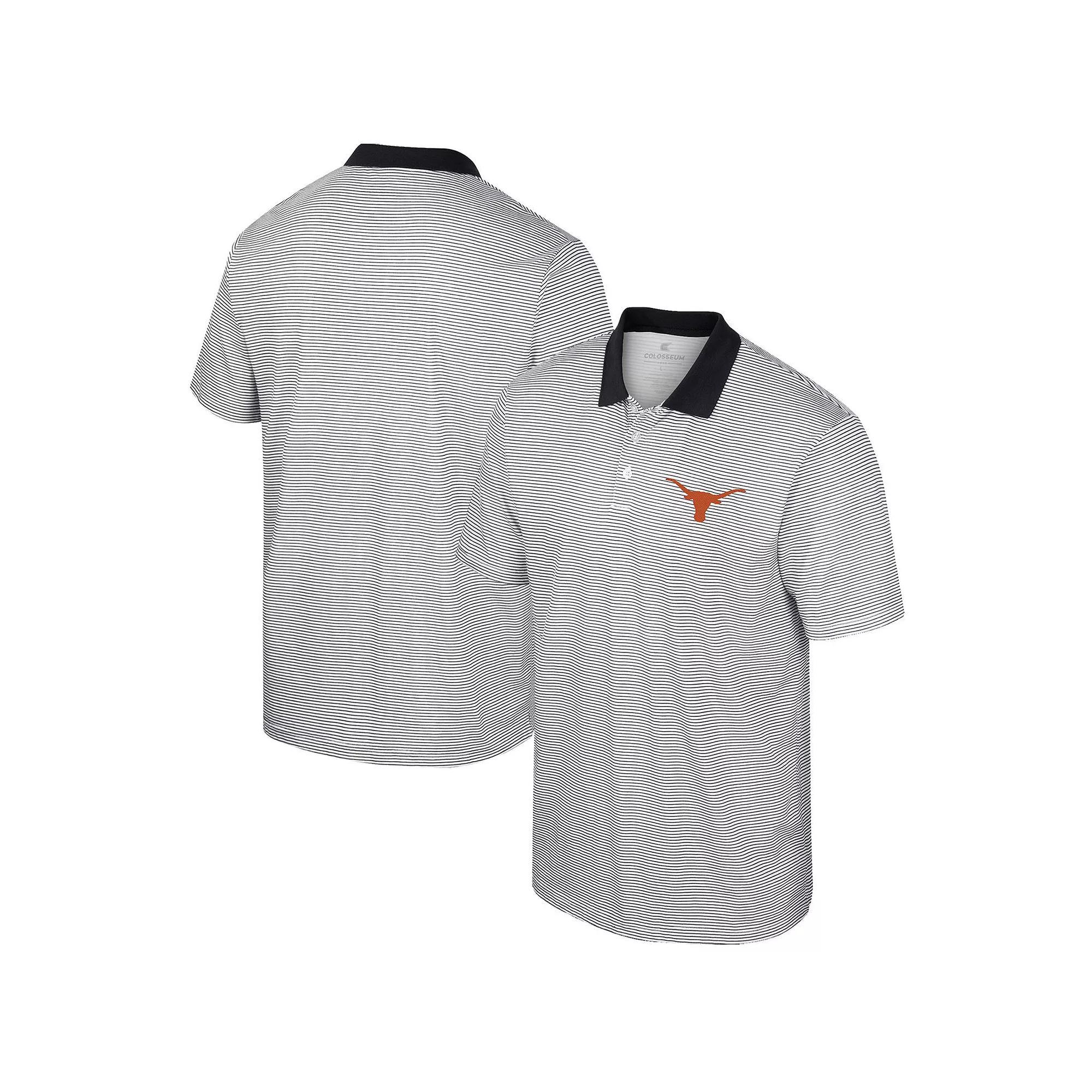 Men's Colosseum White Texas Longhorns Print Stripe Polo, Size: XXL Product Image