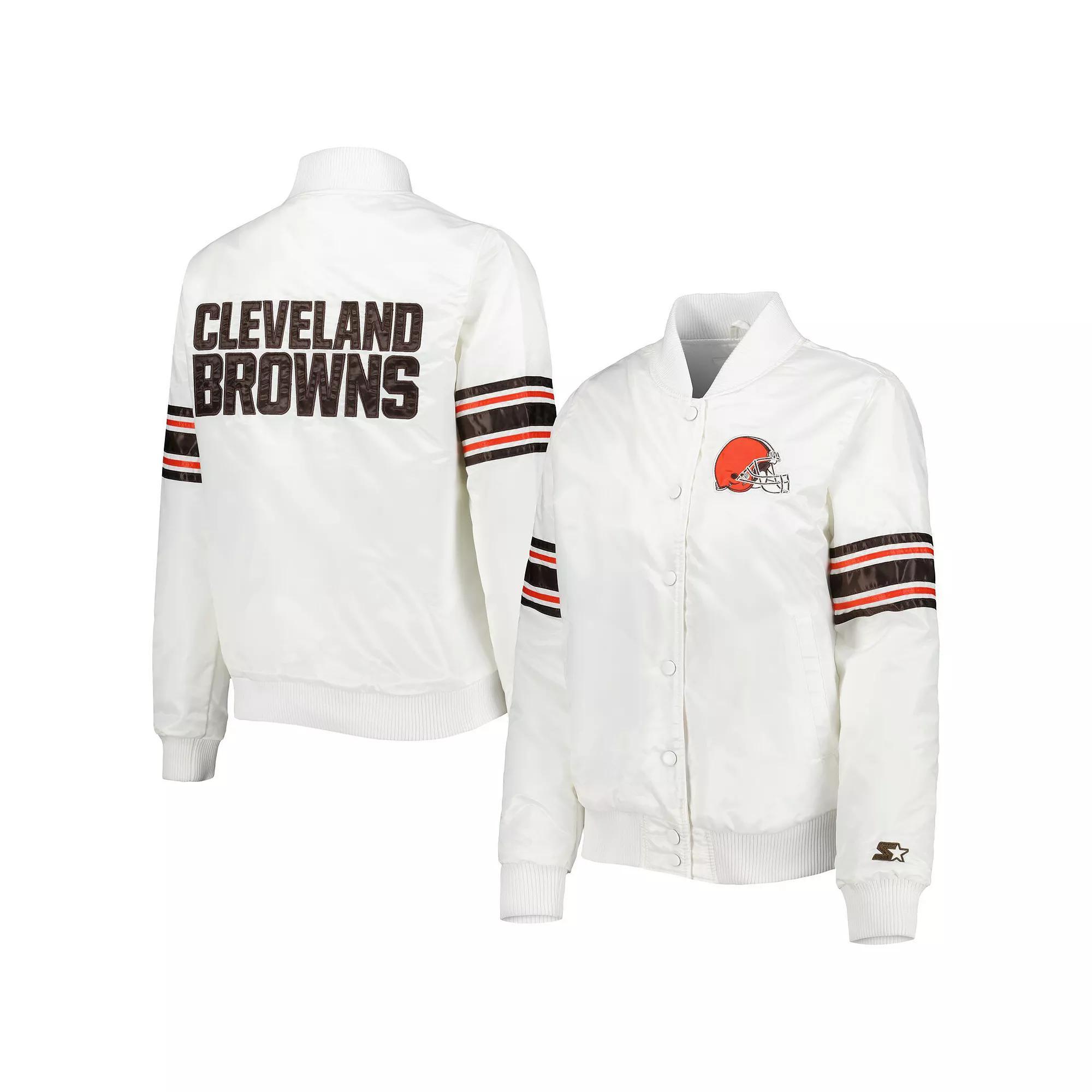 Womens Starter Cleveland Browns Line Up Satin Full-Snap Varsity Jacket Product Image