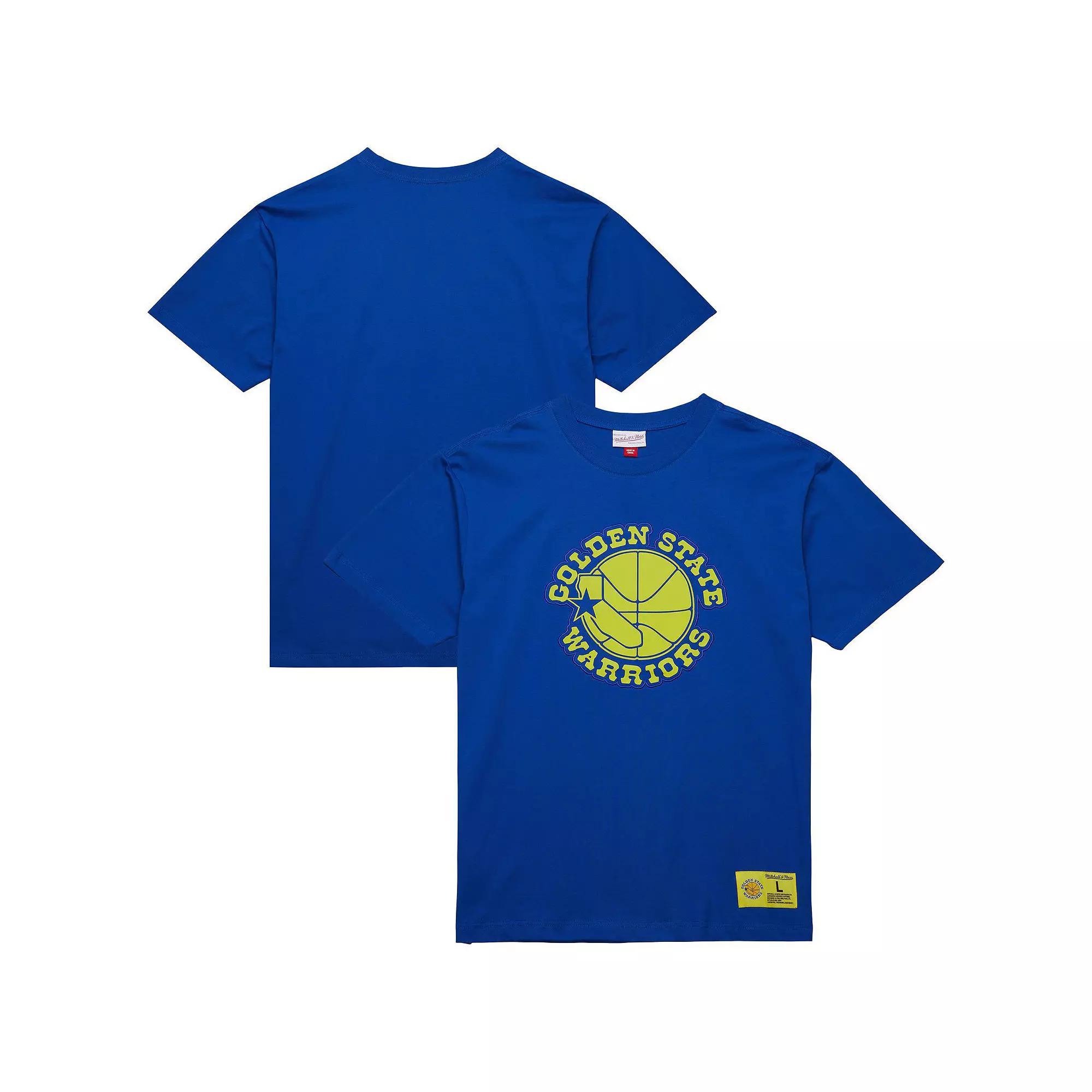 Men's Mitchell & Ness Royal Golden State Warriors Hardwood Classics Neon Nights Premium T-Shirt, Size: Medium, Blue Product Image