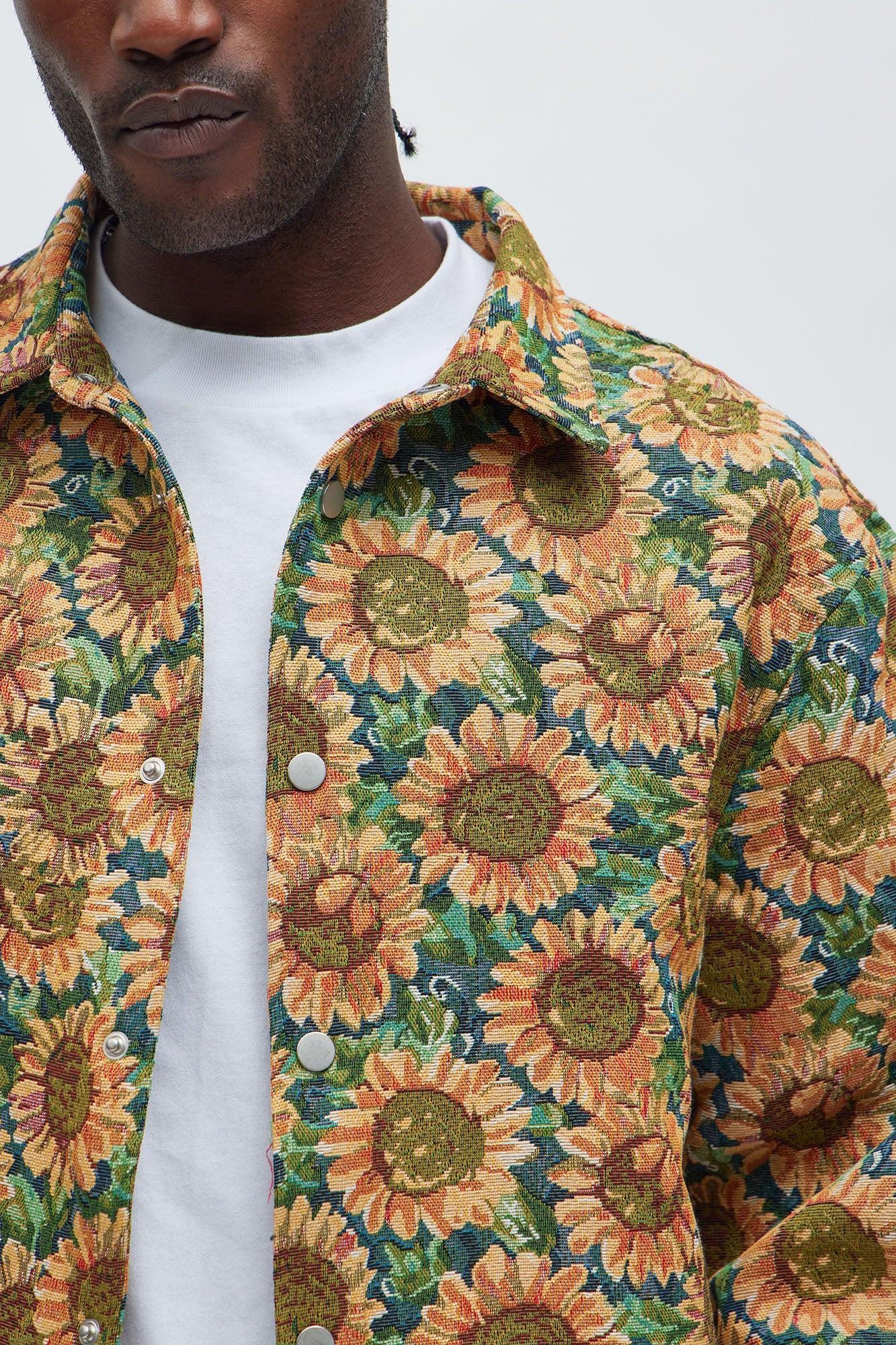 Sunflower Tapestry Button Up Shirt - Multi Color Product Image