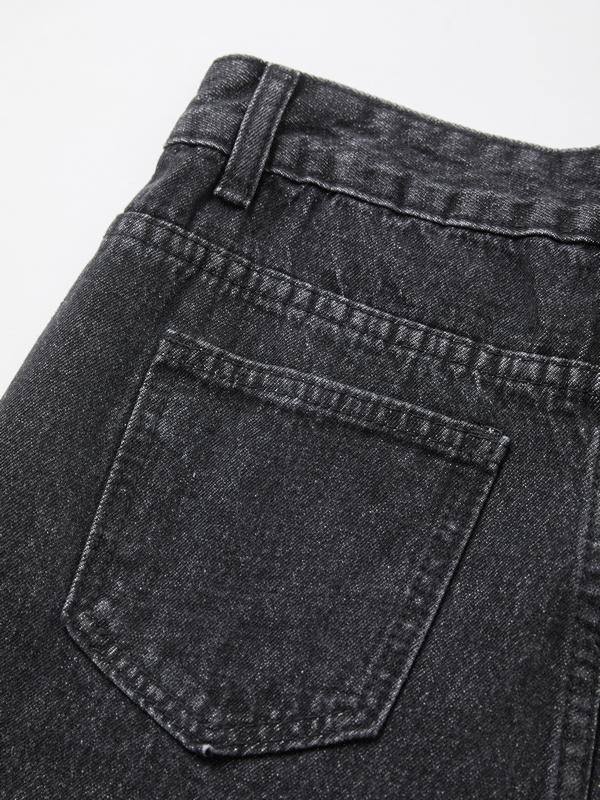 Distressed Design With High Waist And Slimming Effect Ripped Jeans Product Image