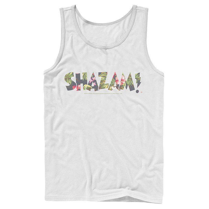 Men's DC Comics Shazam Tropical Logo Tank Top, Size: Large, White Product Image
