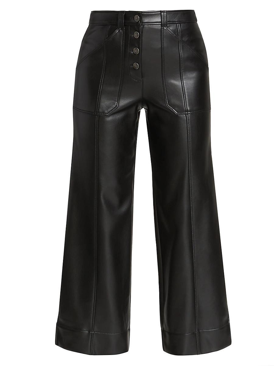 Benji Cropped Wide-Leg Faux-Leather Pants Product Image