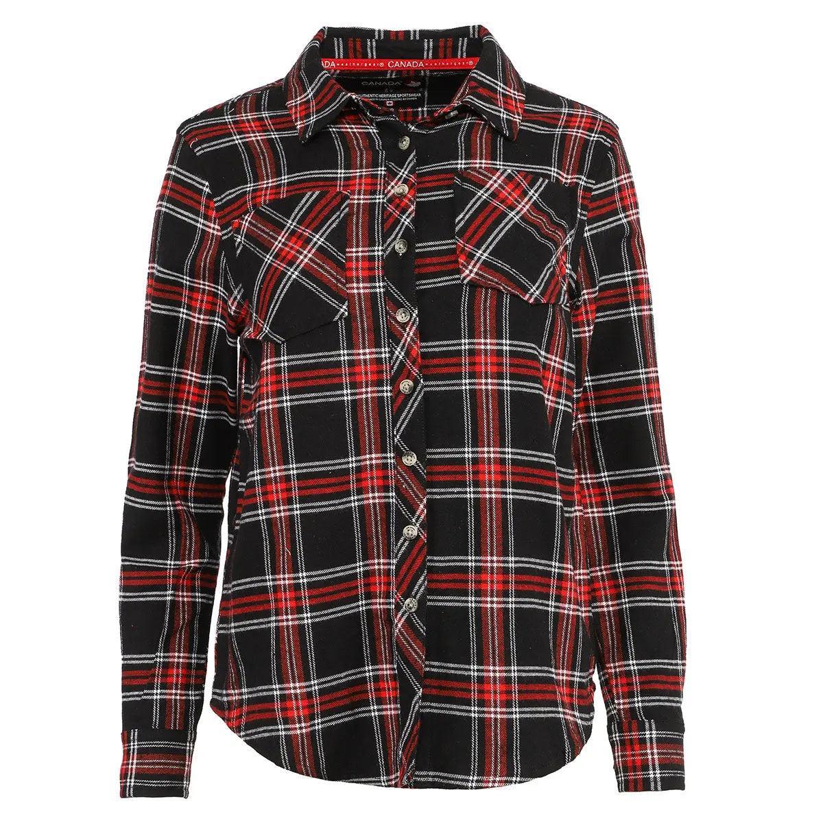 Canada Weather Gear Women's 2 Pocket Plaid Button Up Long Sleeve Shirt Product Image