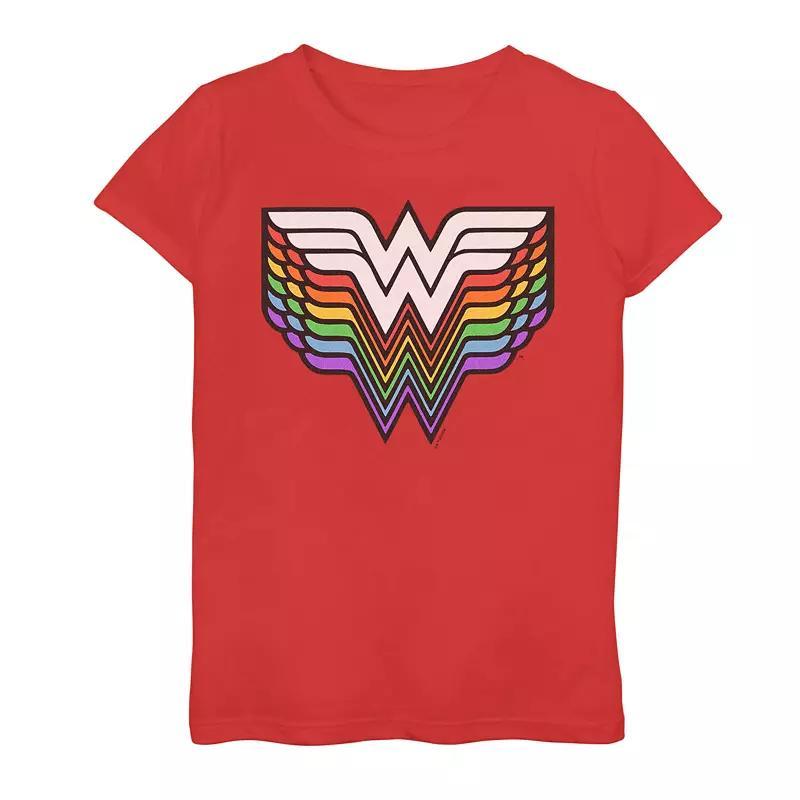 Girls Wonder Woman Pride Drop Shadow Emblem Tee, Girl's, Size: Large, Red Product Image