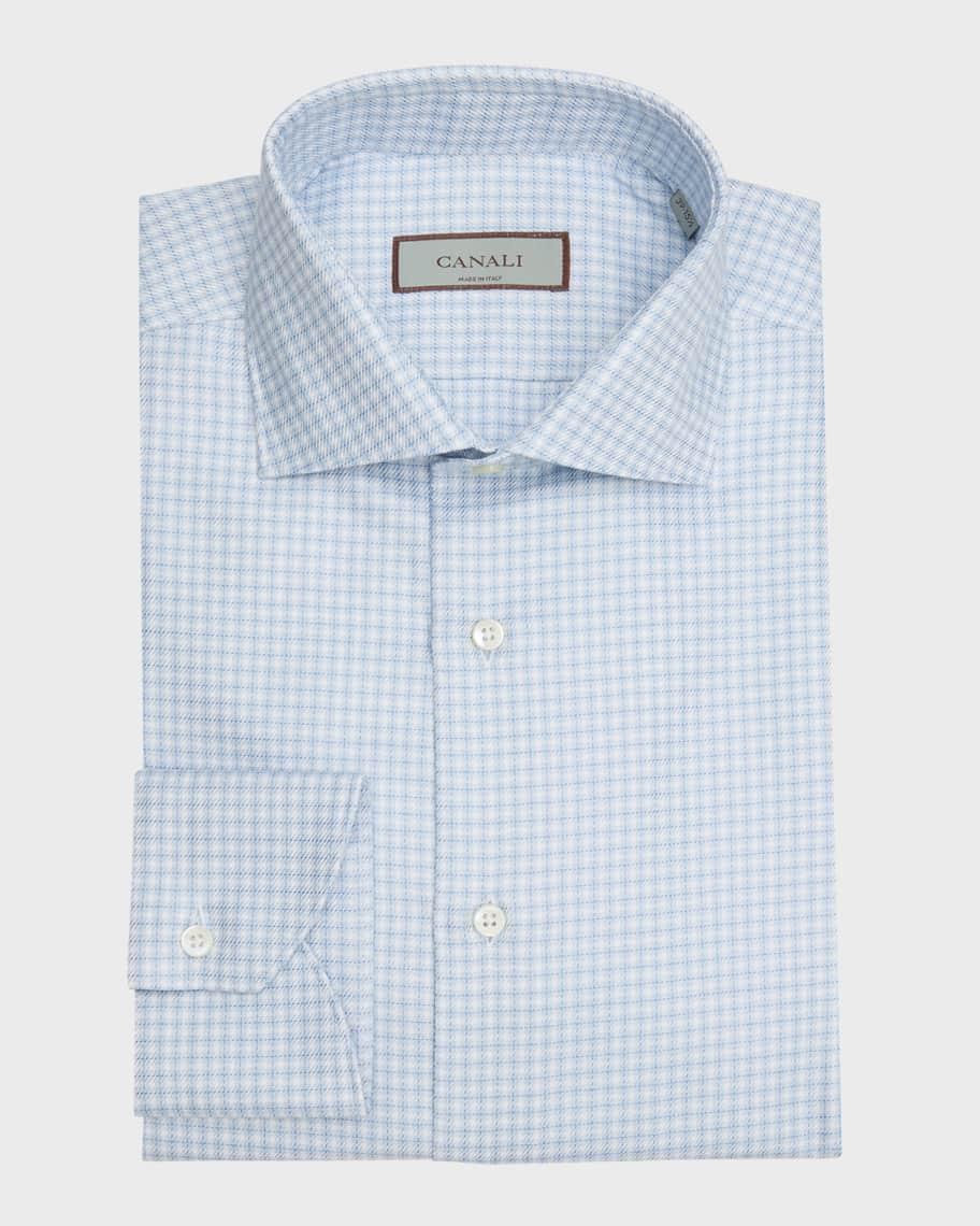Mens Cotton Micro-Check Dress Shirt Product Image