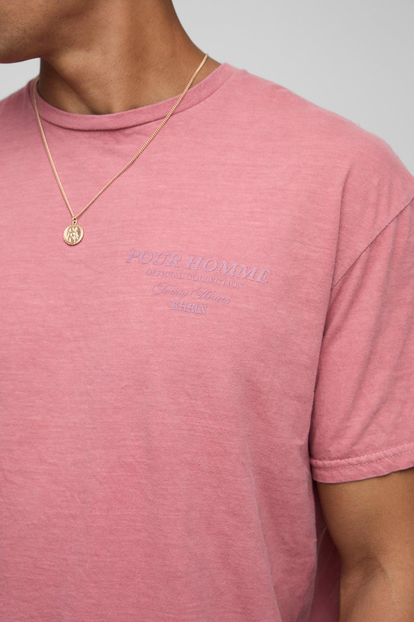 Red Regular Fit Washed Cherub Tonal Hi Build T-Shirt | boohooMAN USA Product Image
