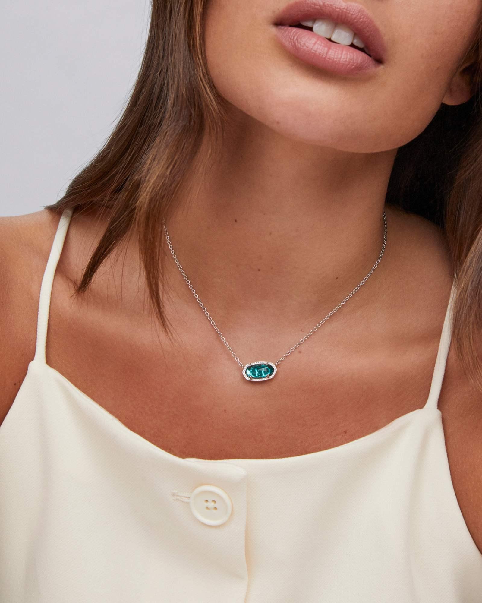 Elisa Silver Pendant Necklace in White Kyocera Opal Product Image