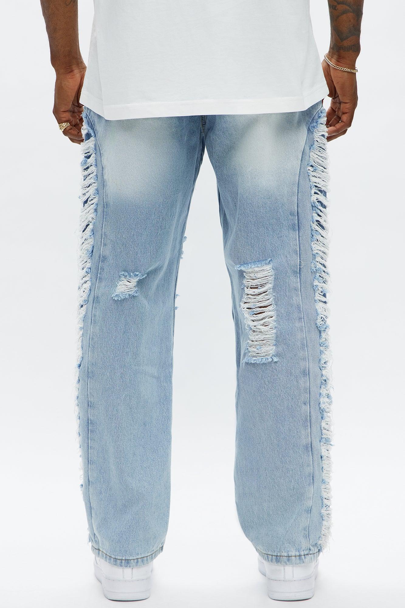 Baggy Busy In These Streets Destroyed Jeans - Light Blue Wash Product Image