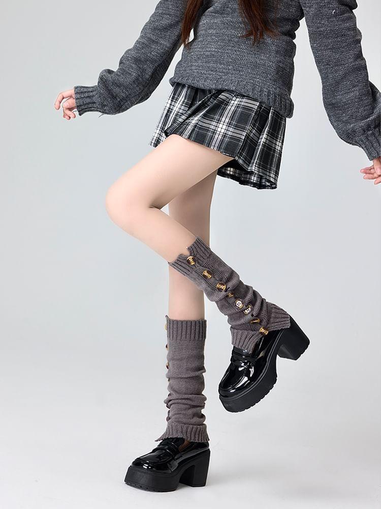 Button Detail Leg Warmer Product Image