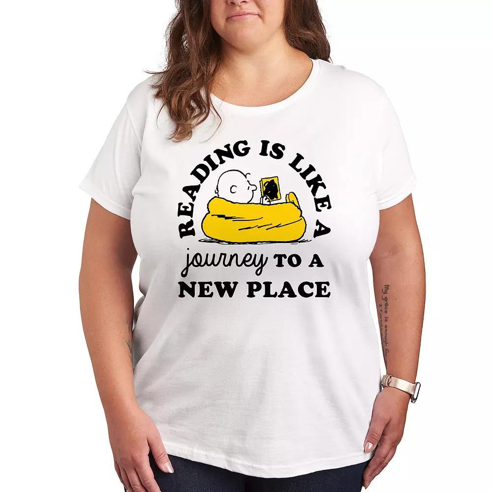 Plus Peanuts Charlie Brown Reading Journey Graphic Tee, Womens Product Image