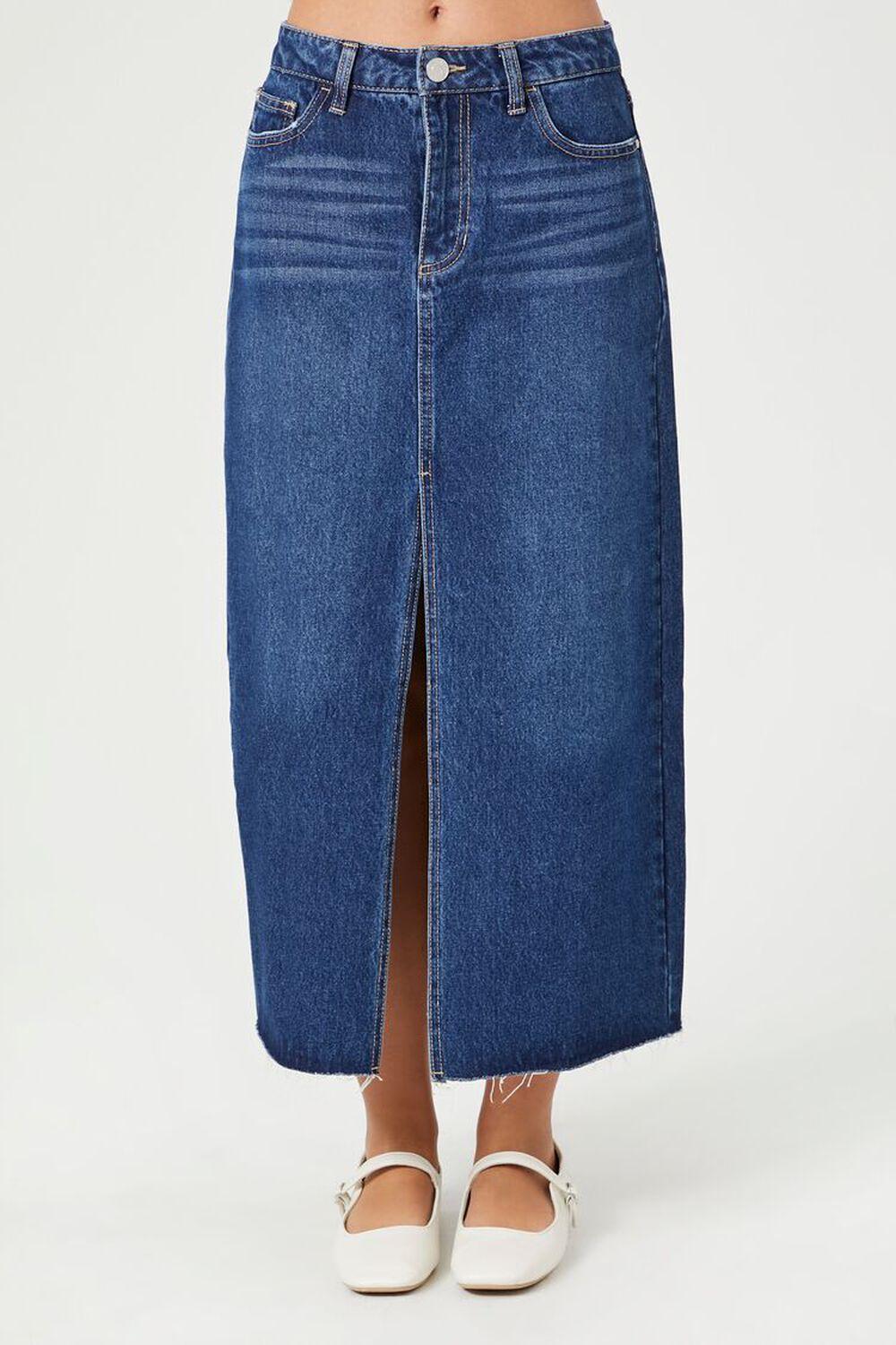 Split-Front Denim Maxi Skirt | Forever 21 Product Image
