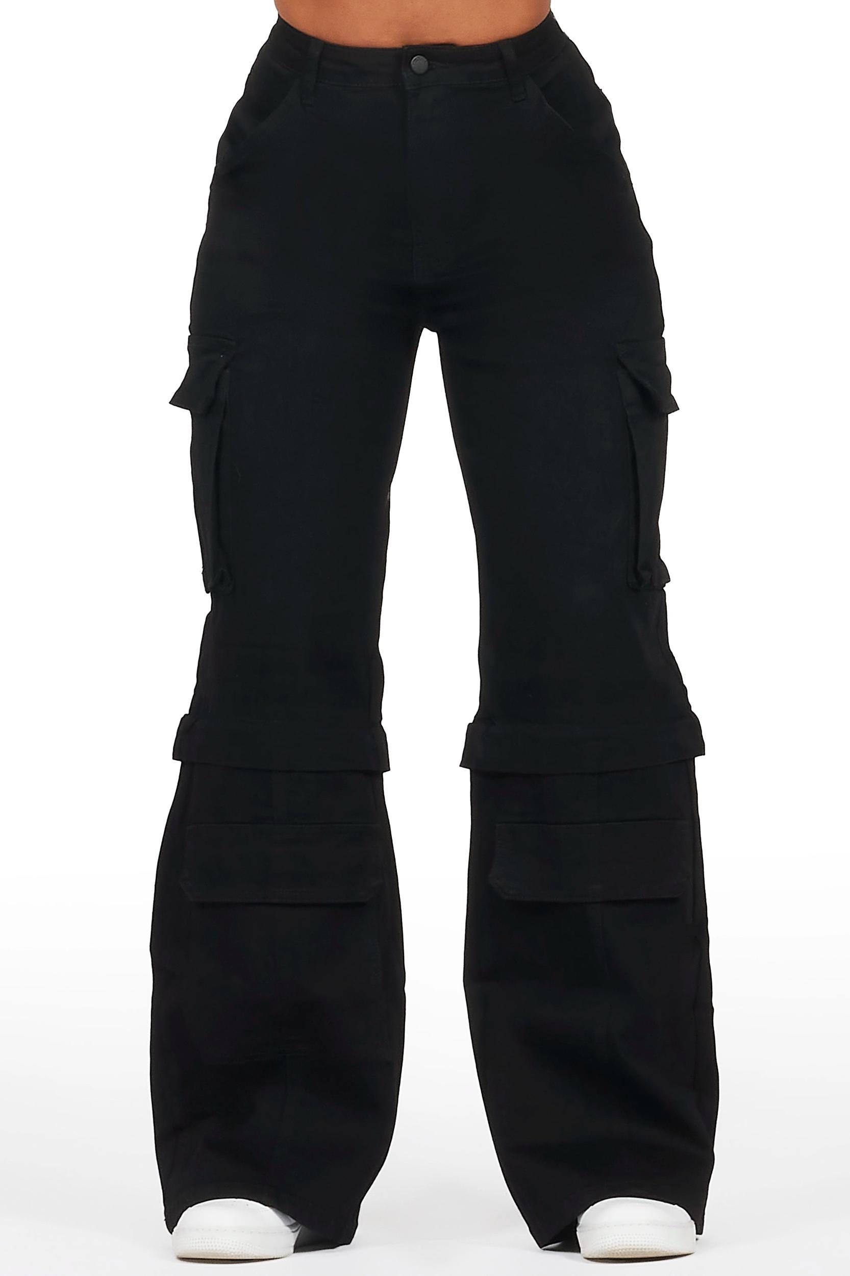 Precious Black Baggy Stacked Jean Female Product Image