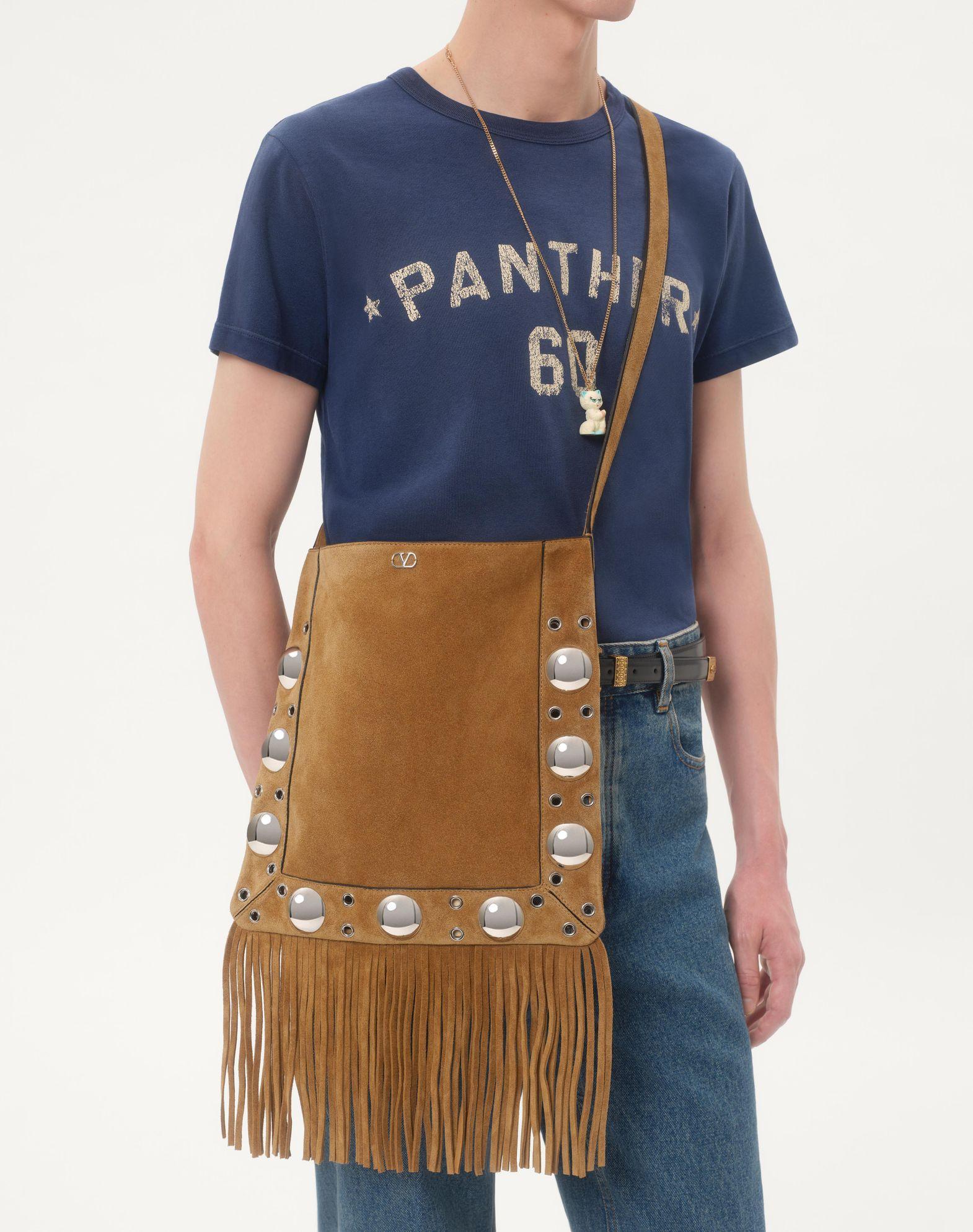 Valentino Garavani Nellcôte Suede Shoulder Bag With Fringes Product Image