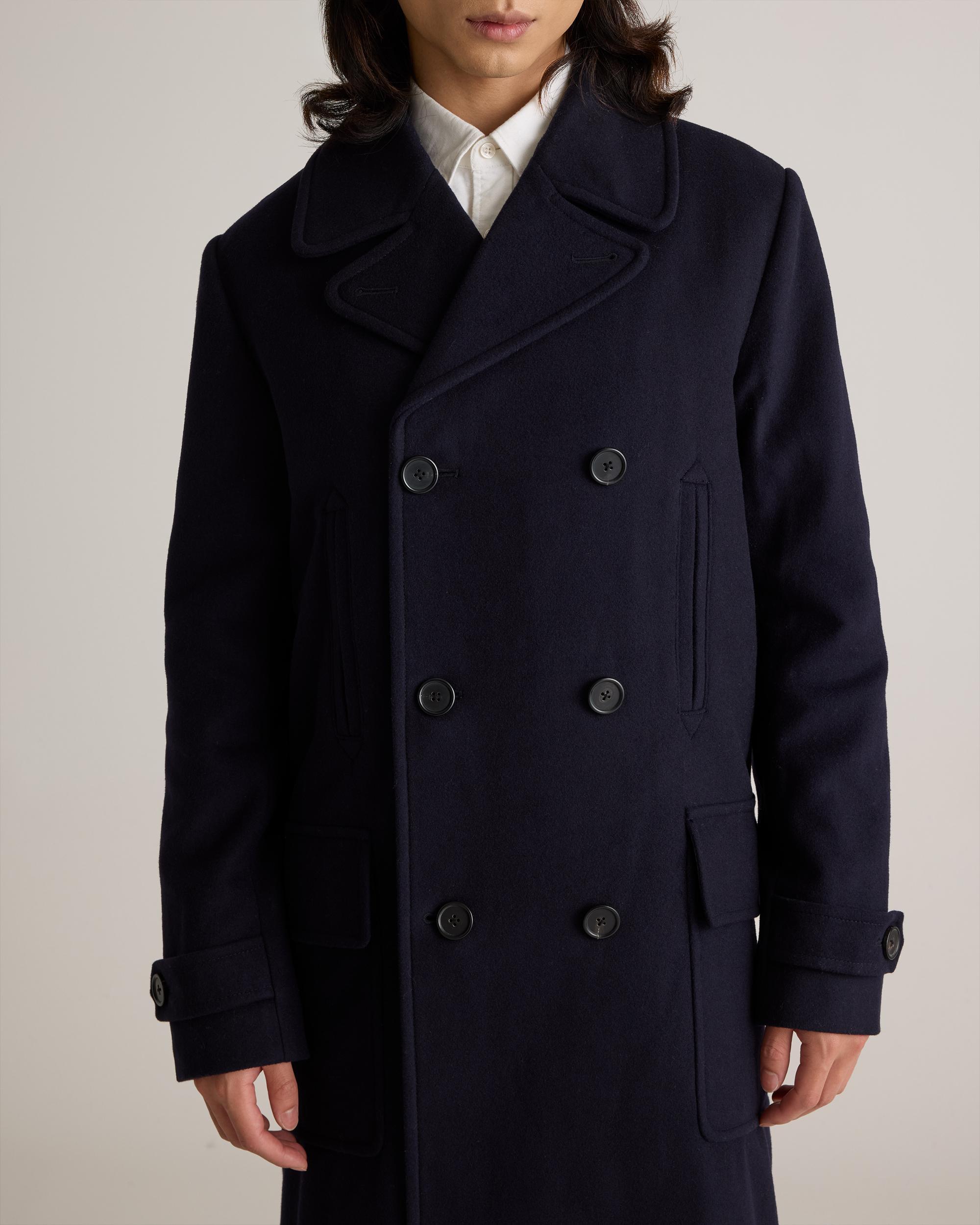 Quince | Men's Italian Wool Double-Breasted Officer Topcoat Size XL, Wool/Nylon Product Image