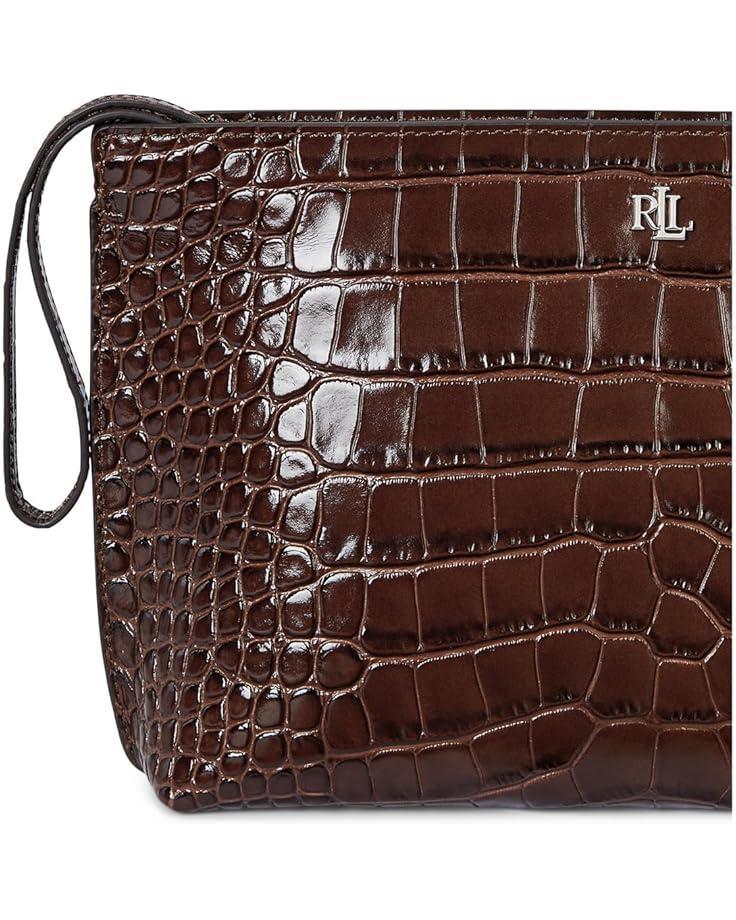 Lauren Ralph Lauren Crocodile-Embossed Leather Large Pouch Product Image