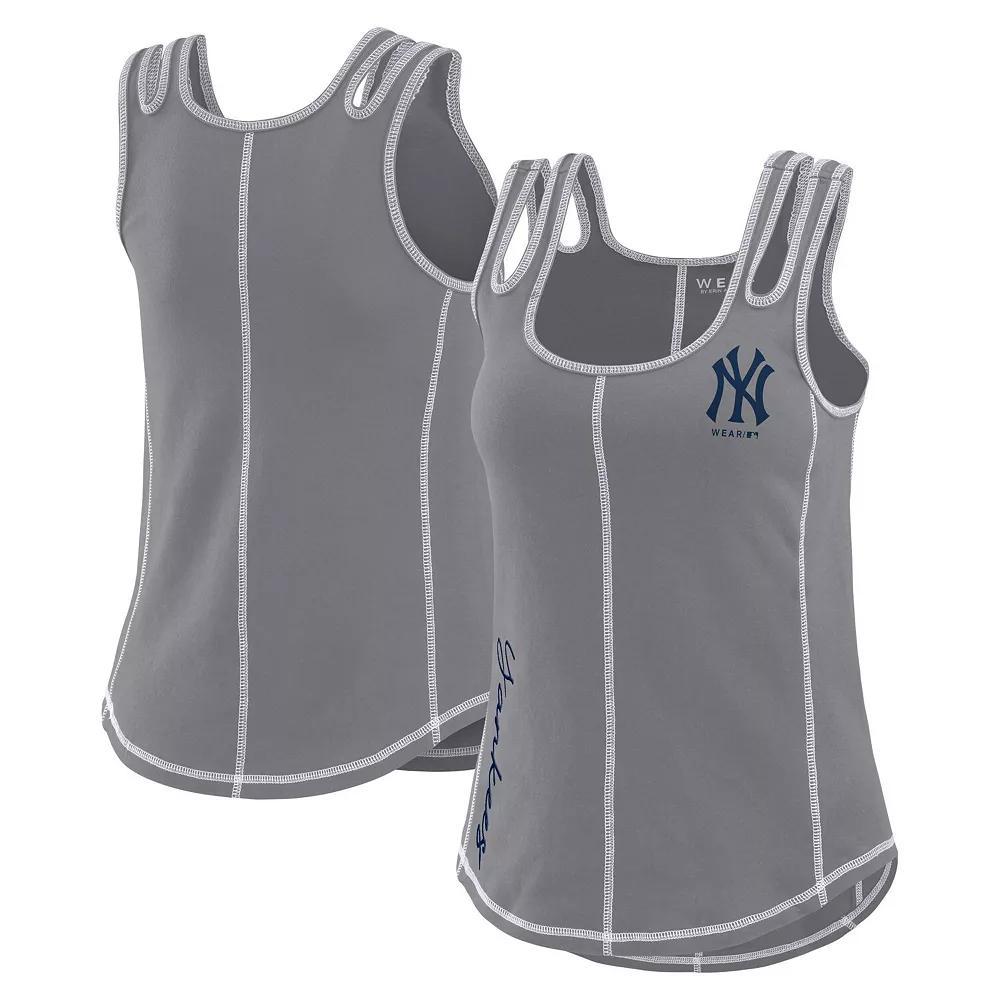 Women's WEAR by Erin Andrews Gray New York Yankees Contrast Stitch Tank Top, Size: XL, Grey Product Image