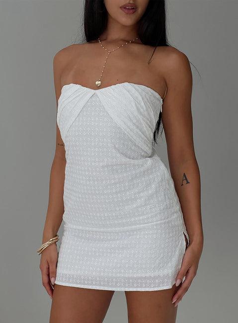 Irena Broderie Strapless Mini Dress White Product Image